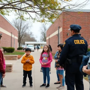 Police presence outside Halls Middle School during safety response