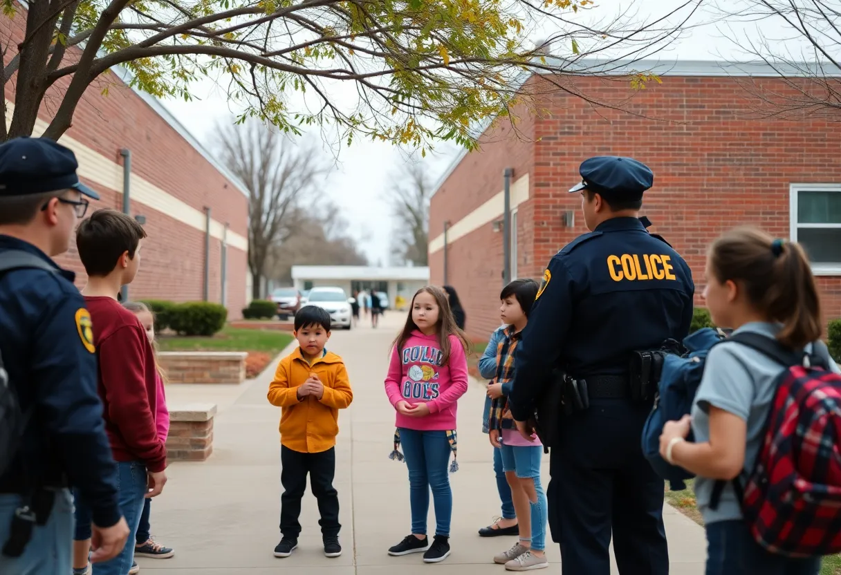 Police presence outside Halls Middle School during safety response