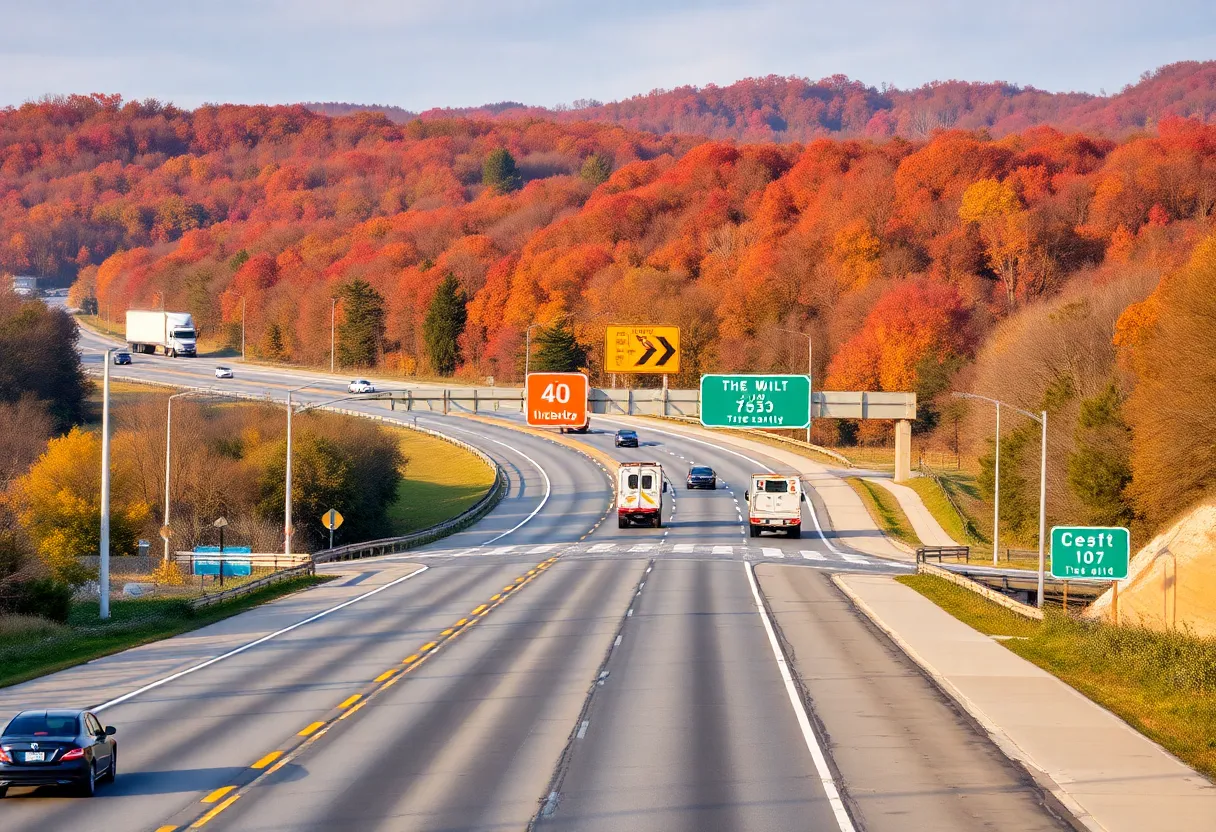 Interstate 40 in Tennessee with construction signs