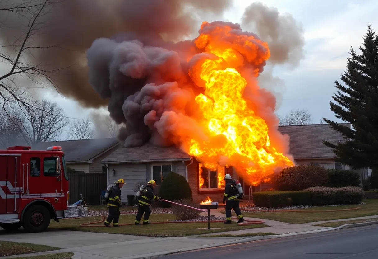 Firefighters battling a residential fire in Knox County