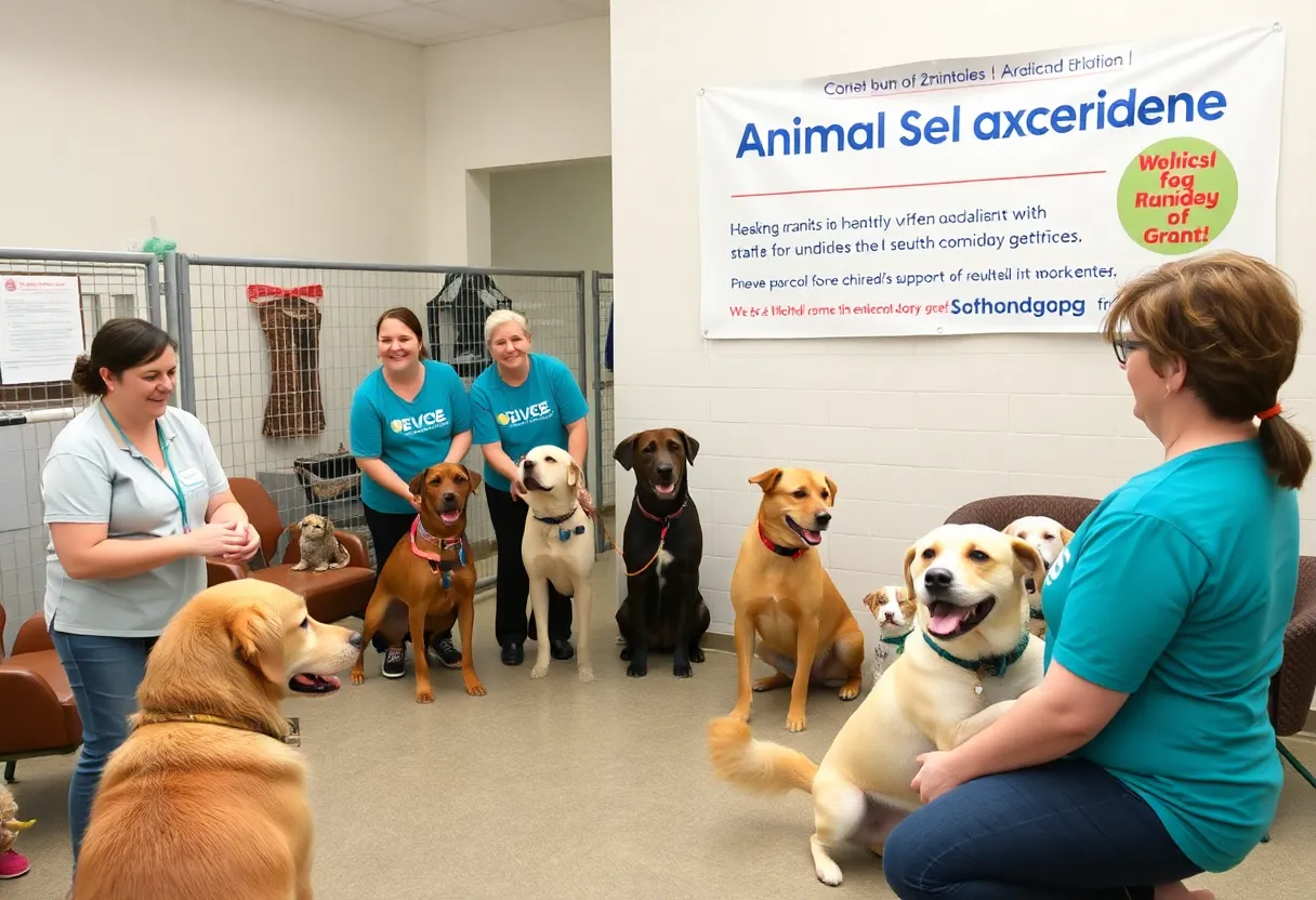 Volunteers at Knoxville Animal Shelter with happy pets