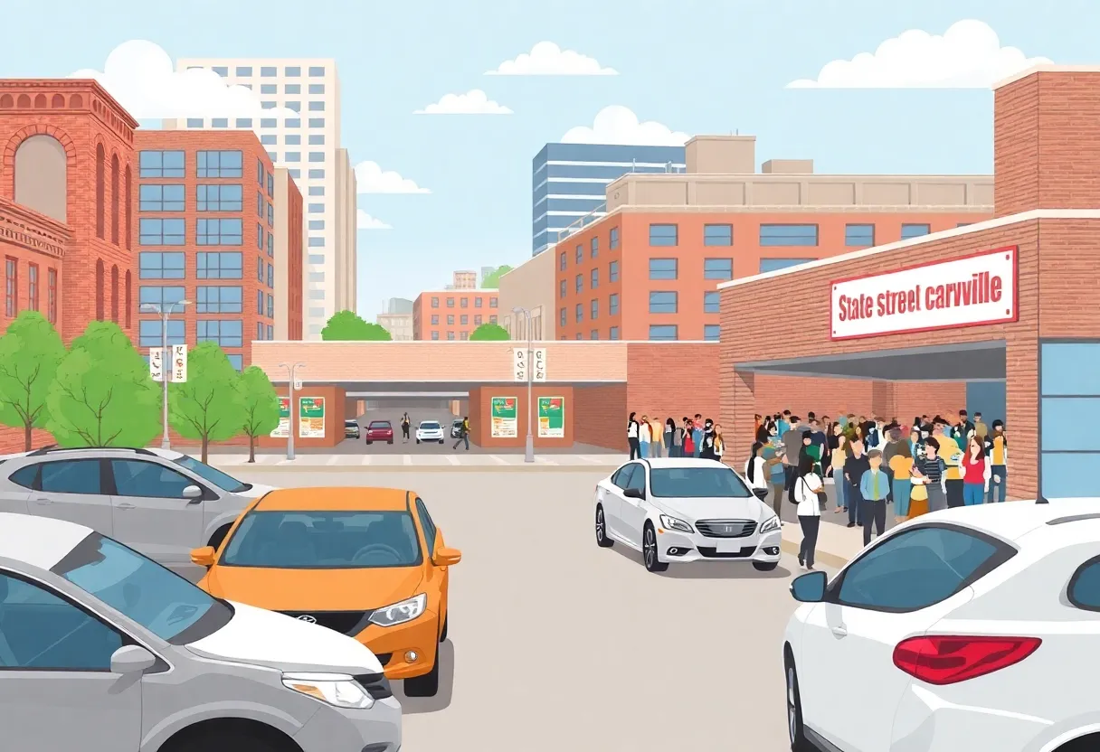 Downtown Knoxville with employees utilizing parking vouchers