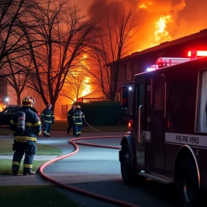 Firefighters at the scene of an apartment fire in Knoxville