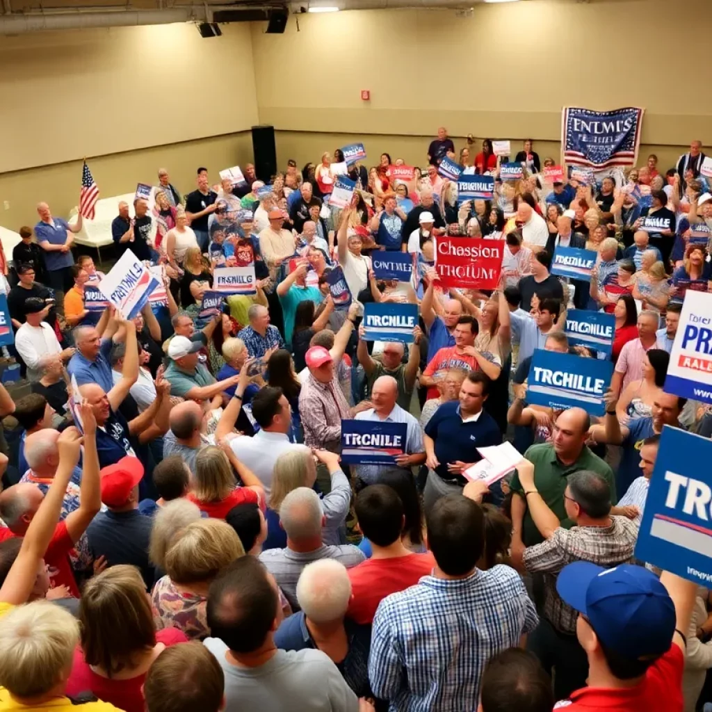 Crowd gathered for a political rally in Knoxville.