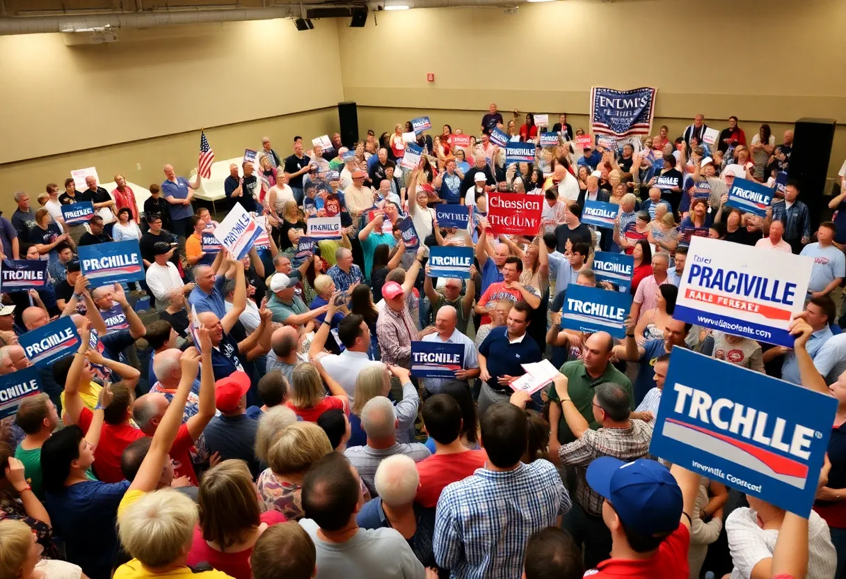 Crowd gathered for a political rally in Knoxville.