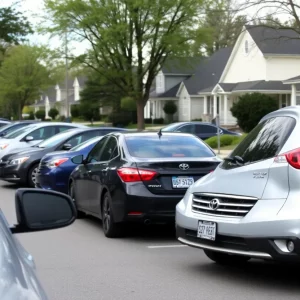 Parked cars in a suburban Knoxville neighborhood