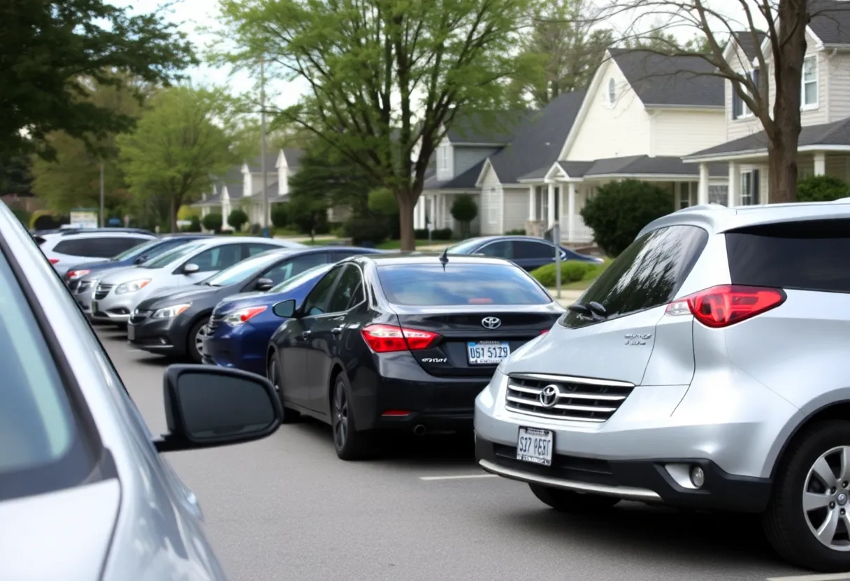 Parked cars in a suburban Knoxville neighborhood