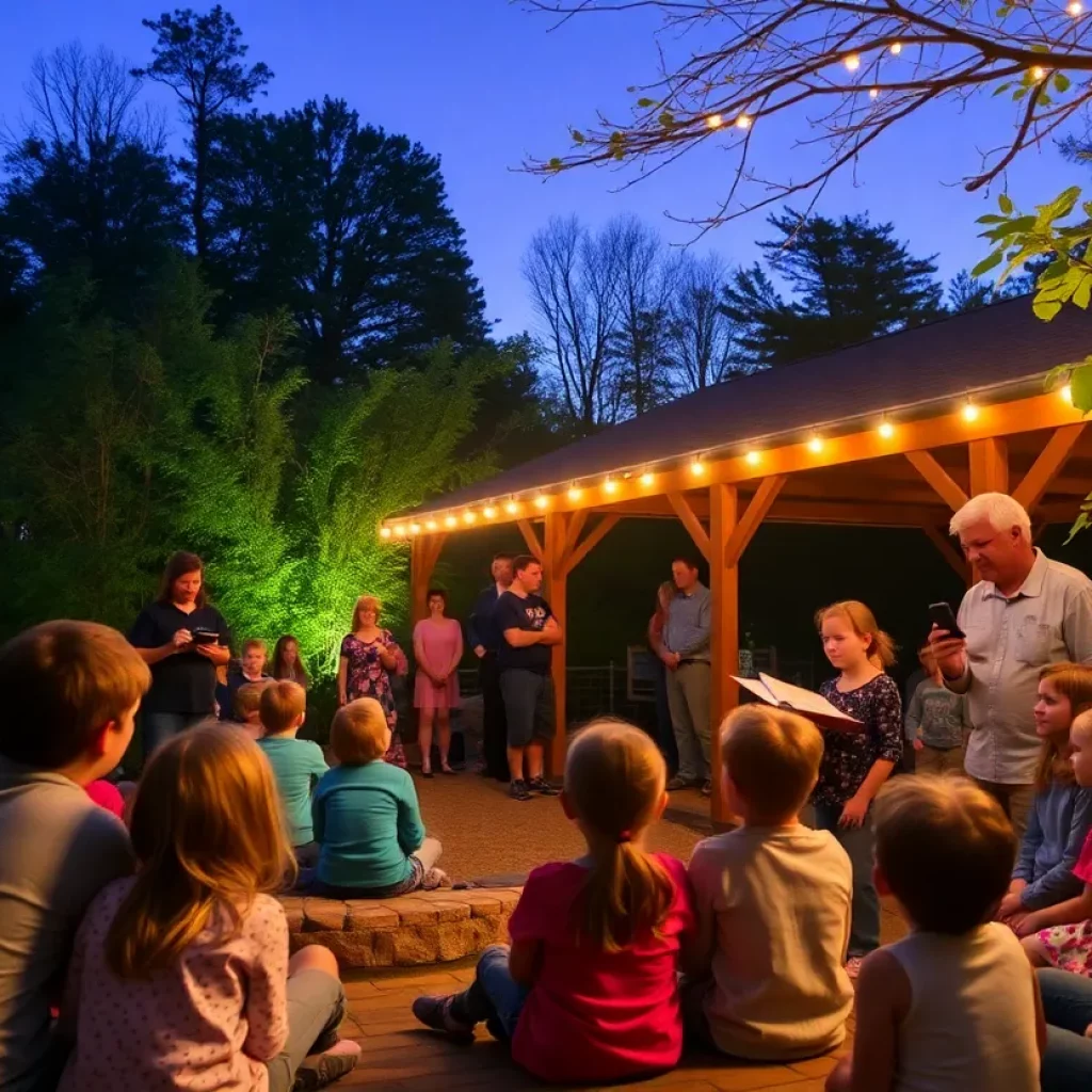 Families enjoying storytelling at Ijams Nature Center in Knoxville