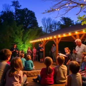 Families enjoying storytelling at Ijams Nature Center in Knoxville