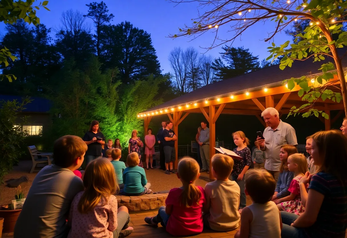 Families enjoying storytelling at Ijams Nature Center in Knoxville