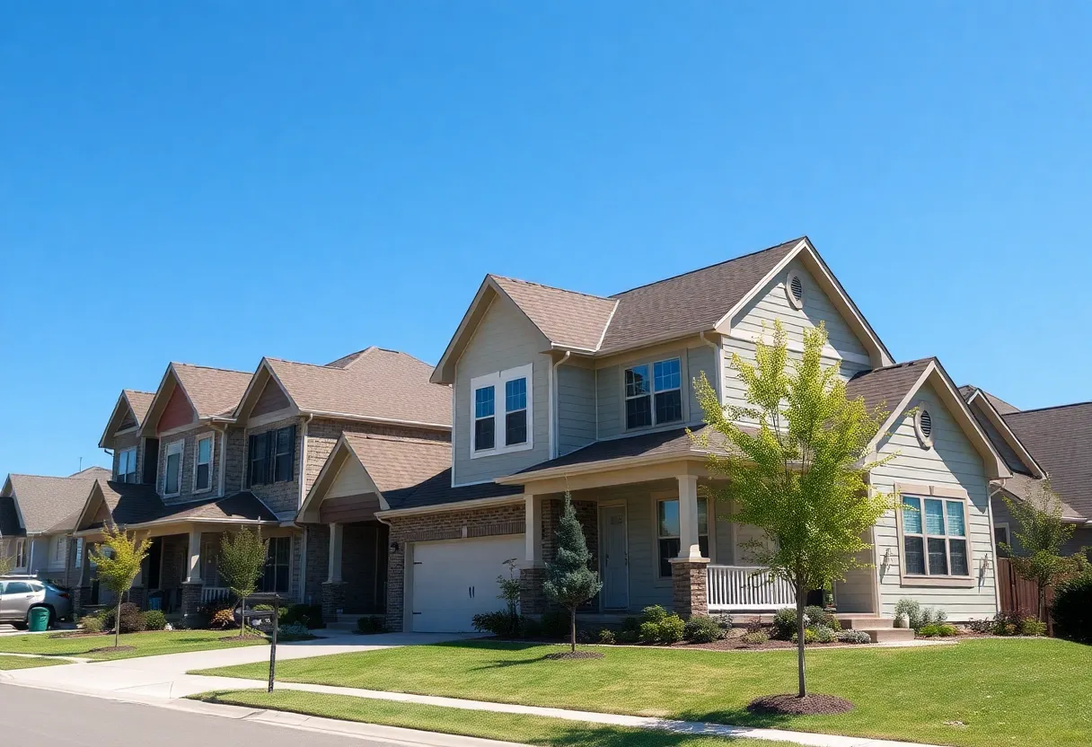 Suburban homes in Knoxville with a clear blue sky.