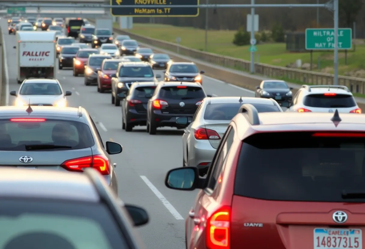 Heavy traffic on a Knoxville highway caused by multiple accidents