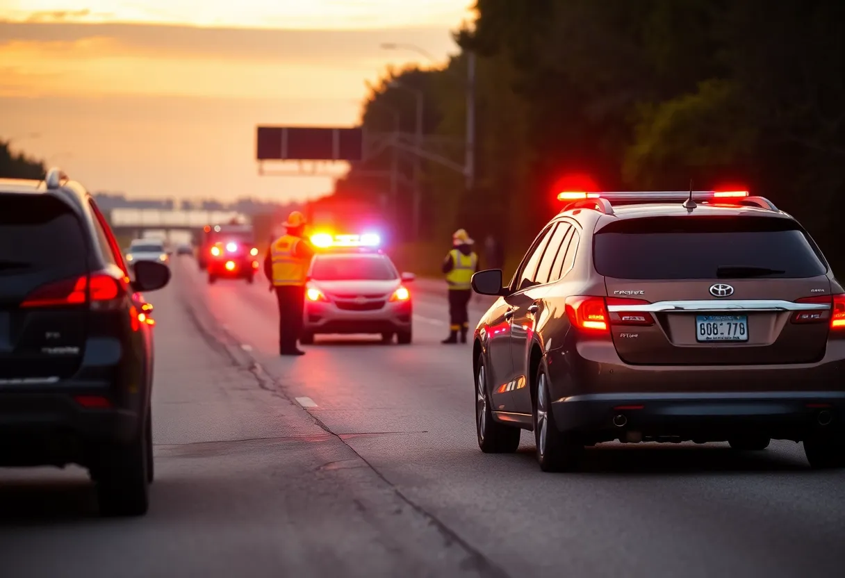 Emergency responders at the scene of a tragic incident on Knoxville's I-640.