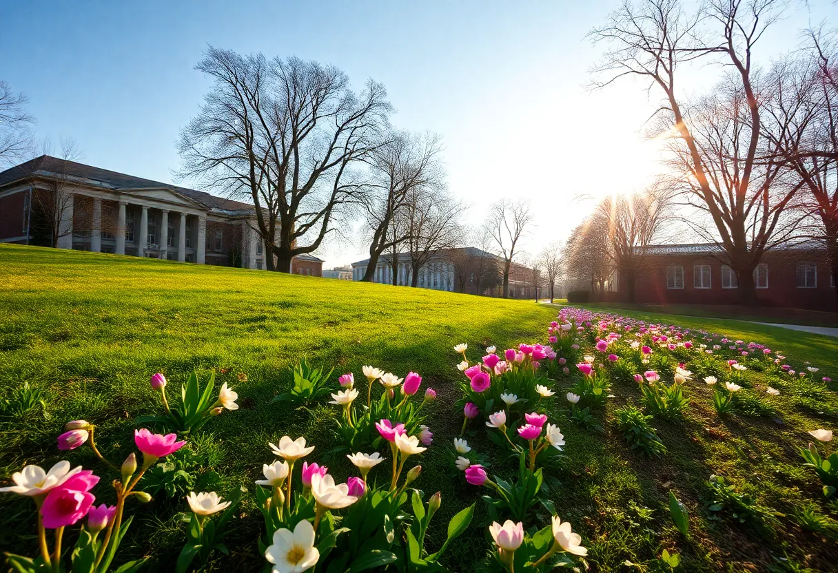 Beautiful spring landscape in Knoxville symbolizing community remembrance