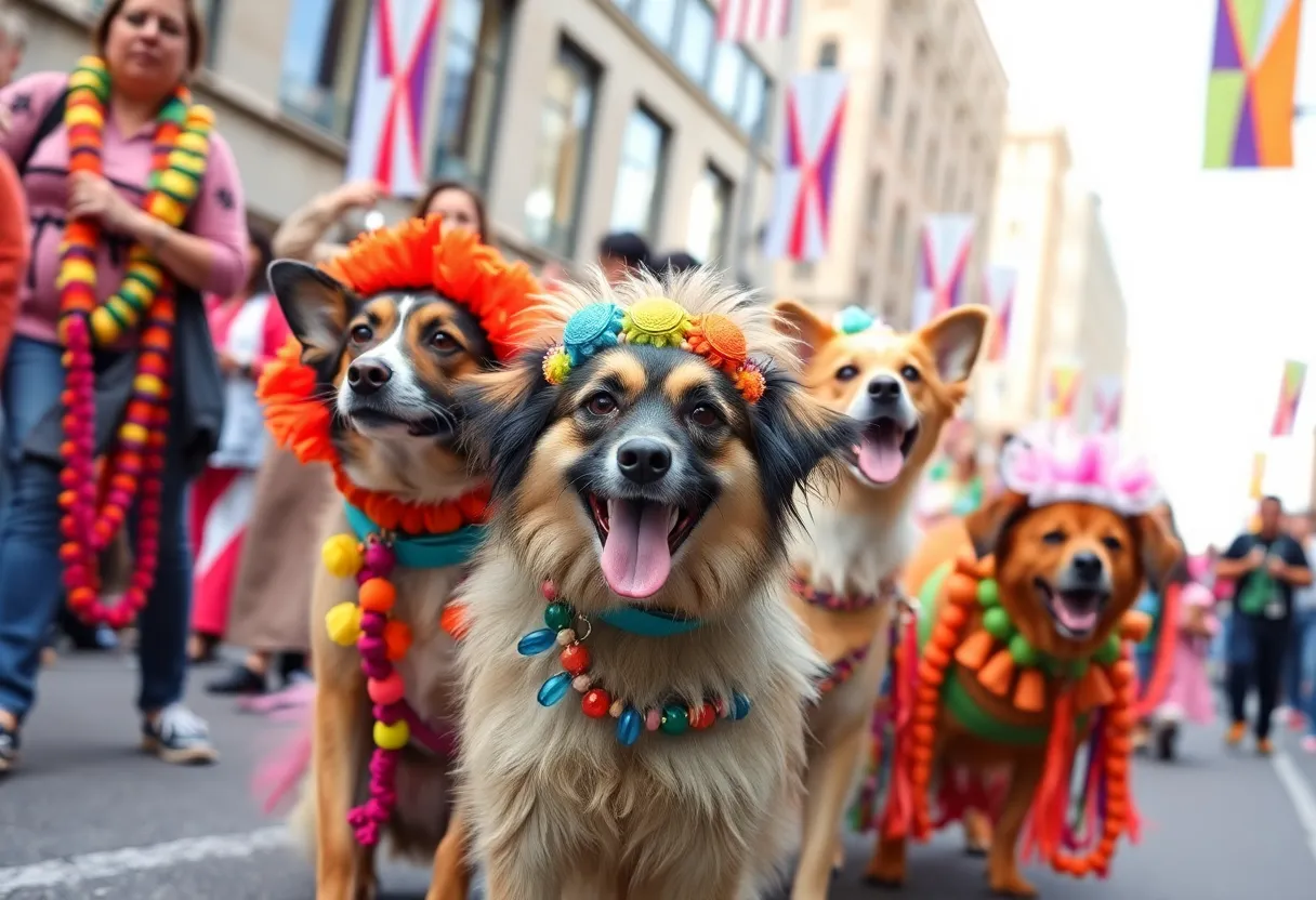 Crowd celebrating at the Mardi Growl Parade in Knoxville