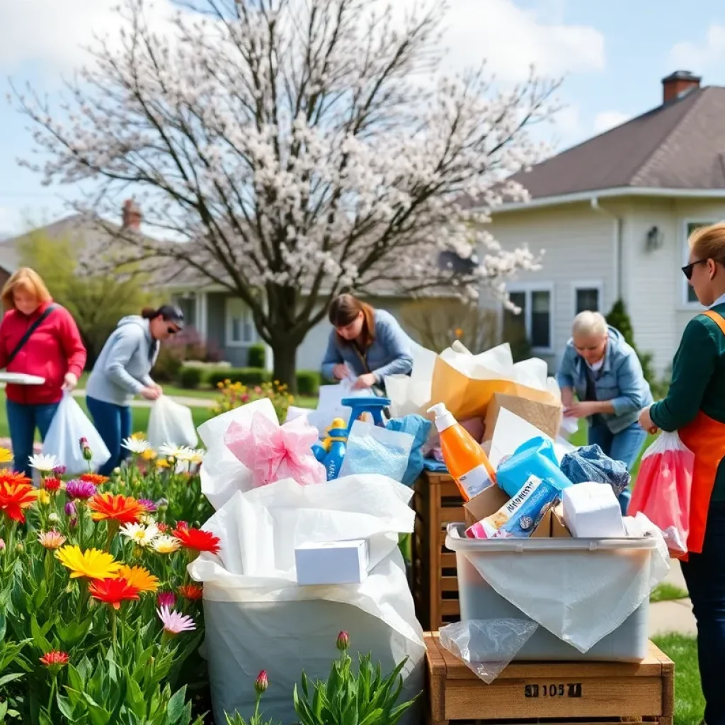 Community members participating in a spring cleaning donation drive