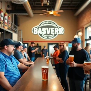 Celebrating the launch of Steel Arm Lager at a local brewery in Knoxville