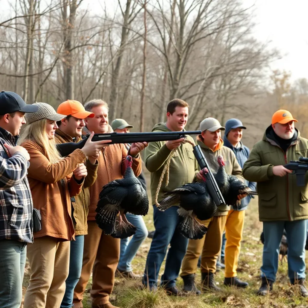 Participants learning turkey hunting skills in Knoxville