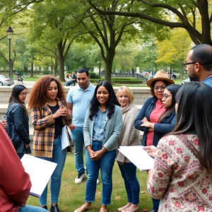 Community members discussing public safety concerns
