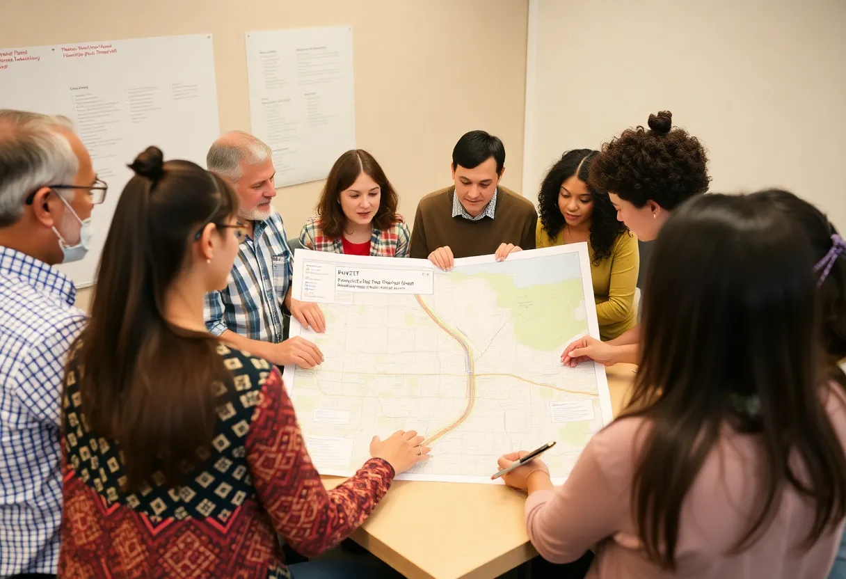 Community members discussing transportation improvements
