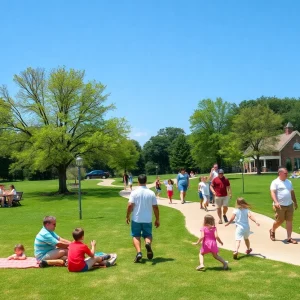 Families enjoying a sunny day at a community park in Knoxville.