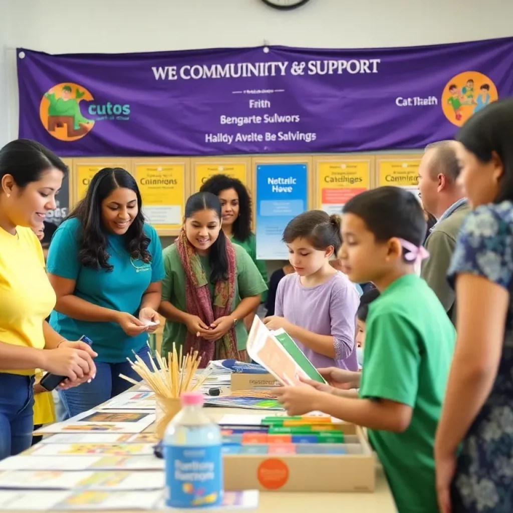 Families and students engaging in community initiatives for school resources
