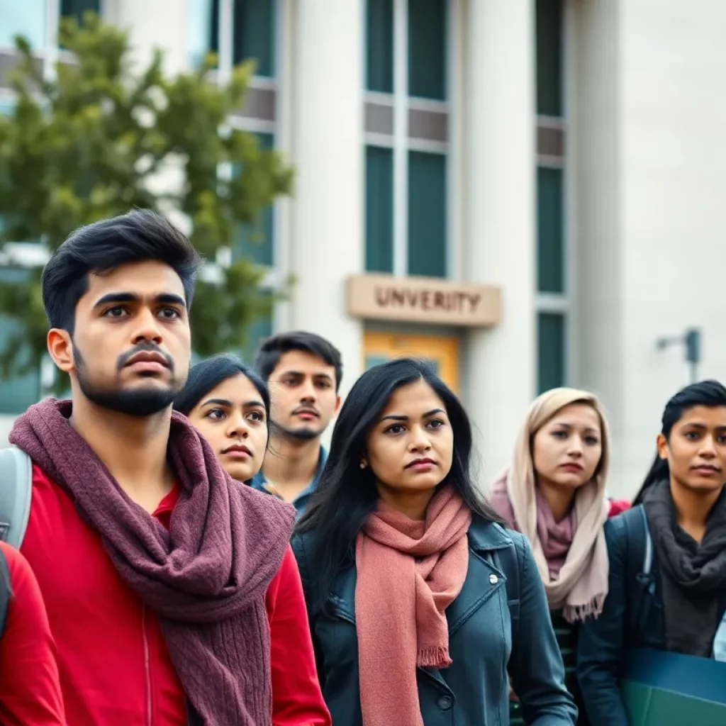 Group of international students expressing concern about visa revocations at the University of Tennessee.