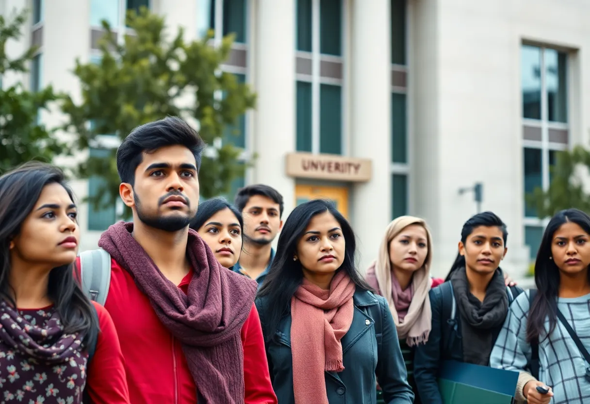 Group of international students expressing concern about visa revocations at the University of Tennessee.