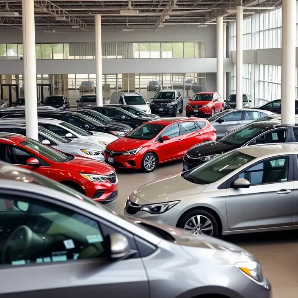 A busy car dealership in Knoxville illustrating economic changes due to new tariffs.