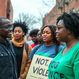 Diverse community members collaborating on anti-violence initiatives in Knoxville.