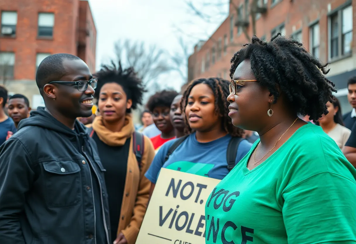 Diverse community members collaborating on anti-violence initiatives in Knoxville.