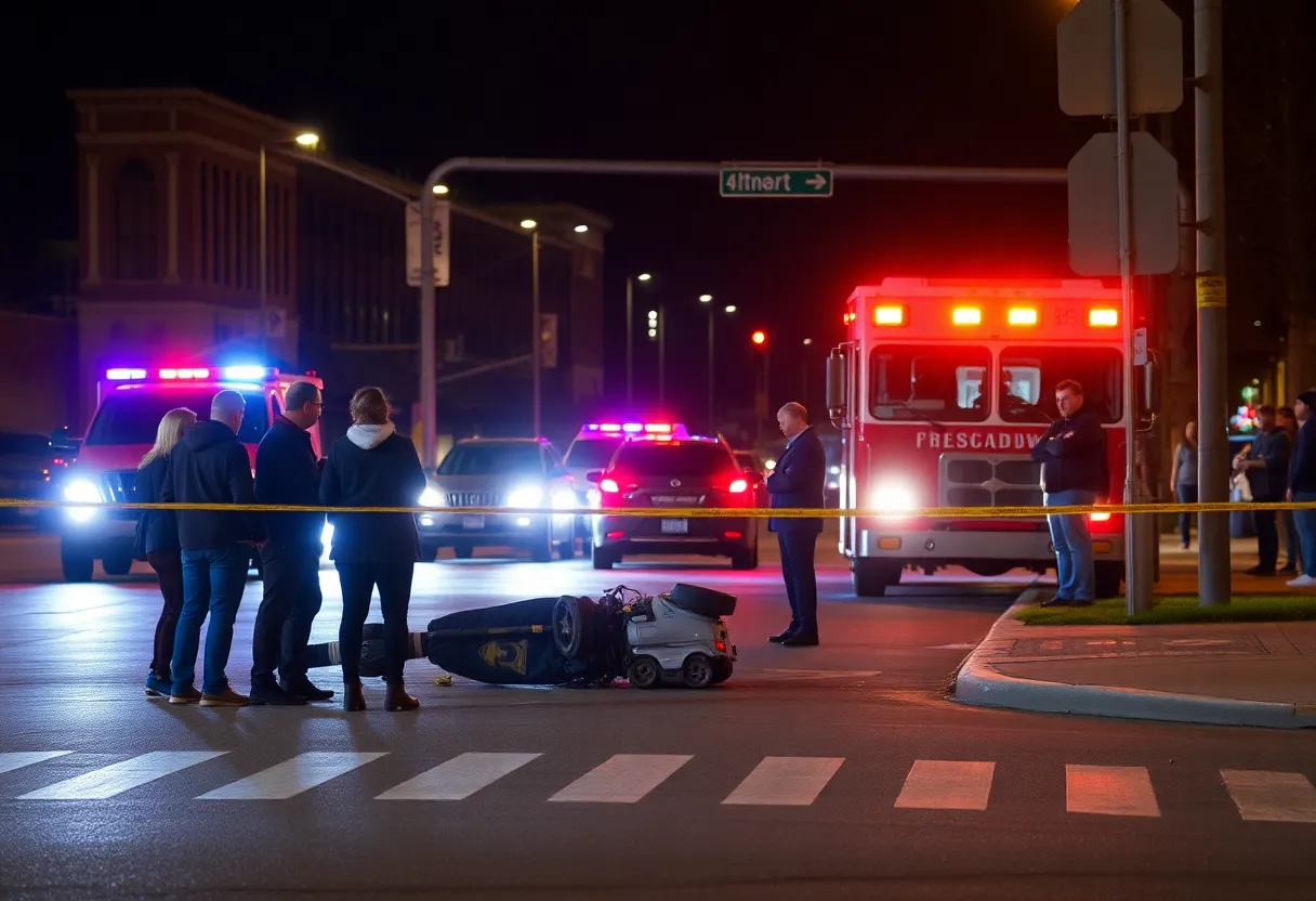 Community members gather at the scene of a serious crash in Knoxville involving a young boy.