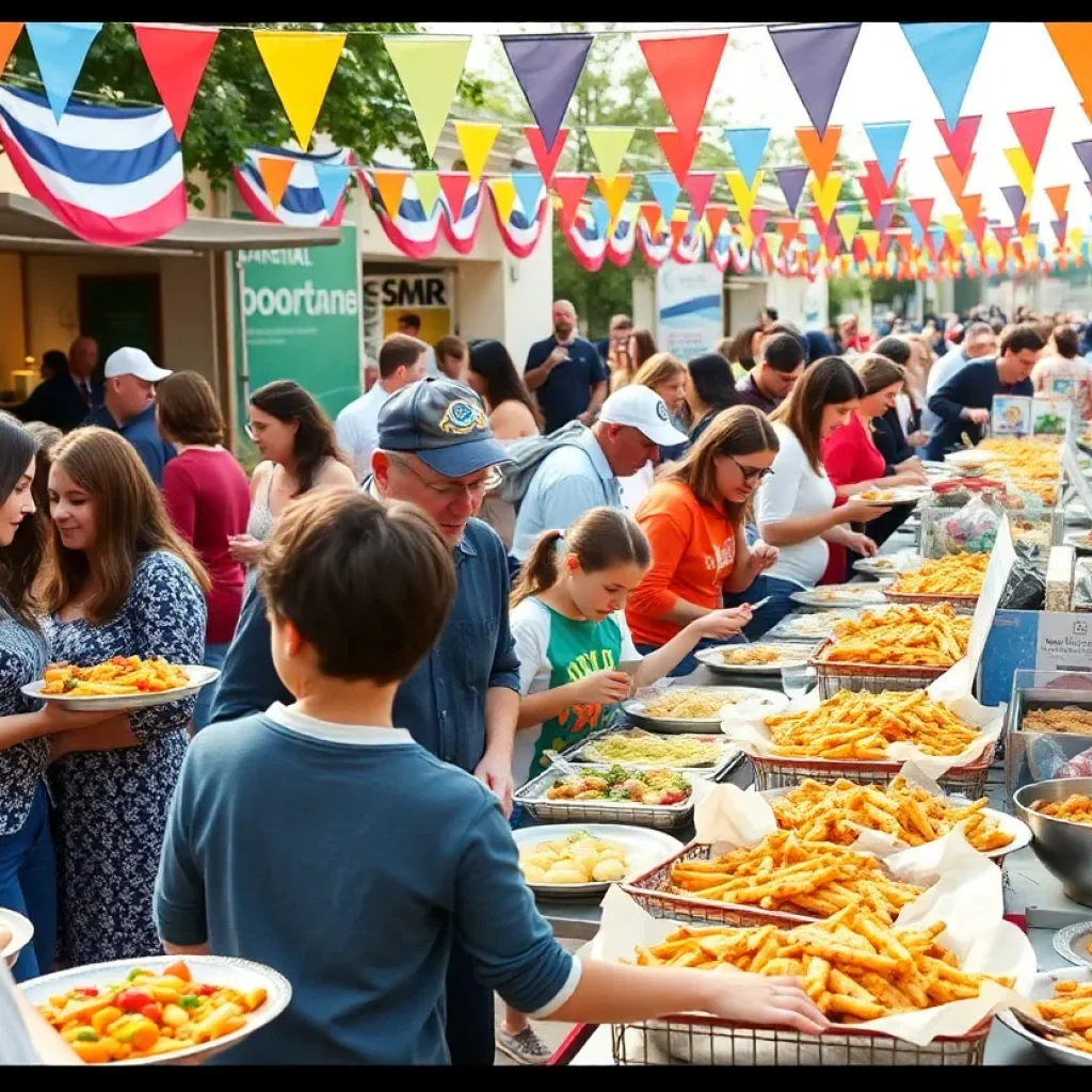 Visitors enjoying food and activities at the Knoshville Jewish Food Festival in Knoxville.