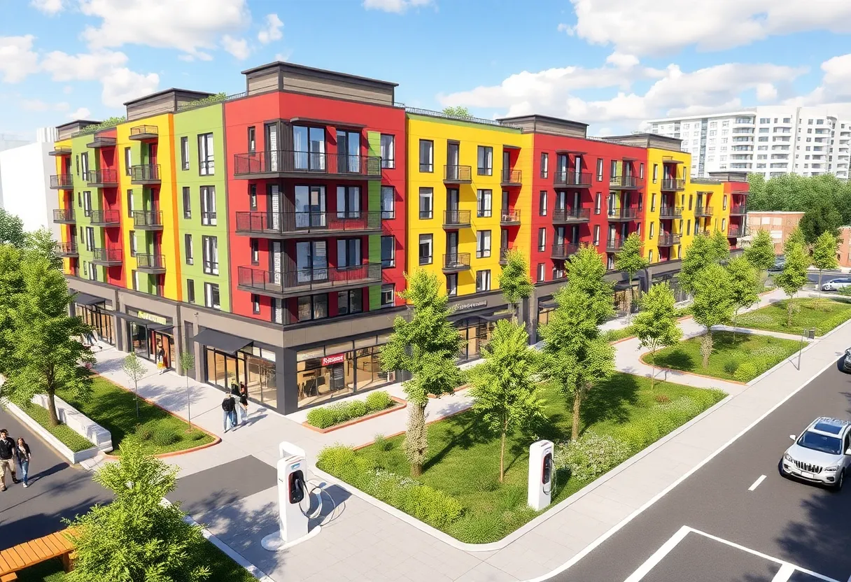 Rendering of a new mixed-use development in Knoxville's Old City.