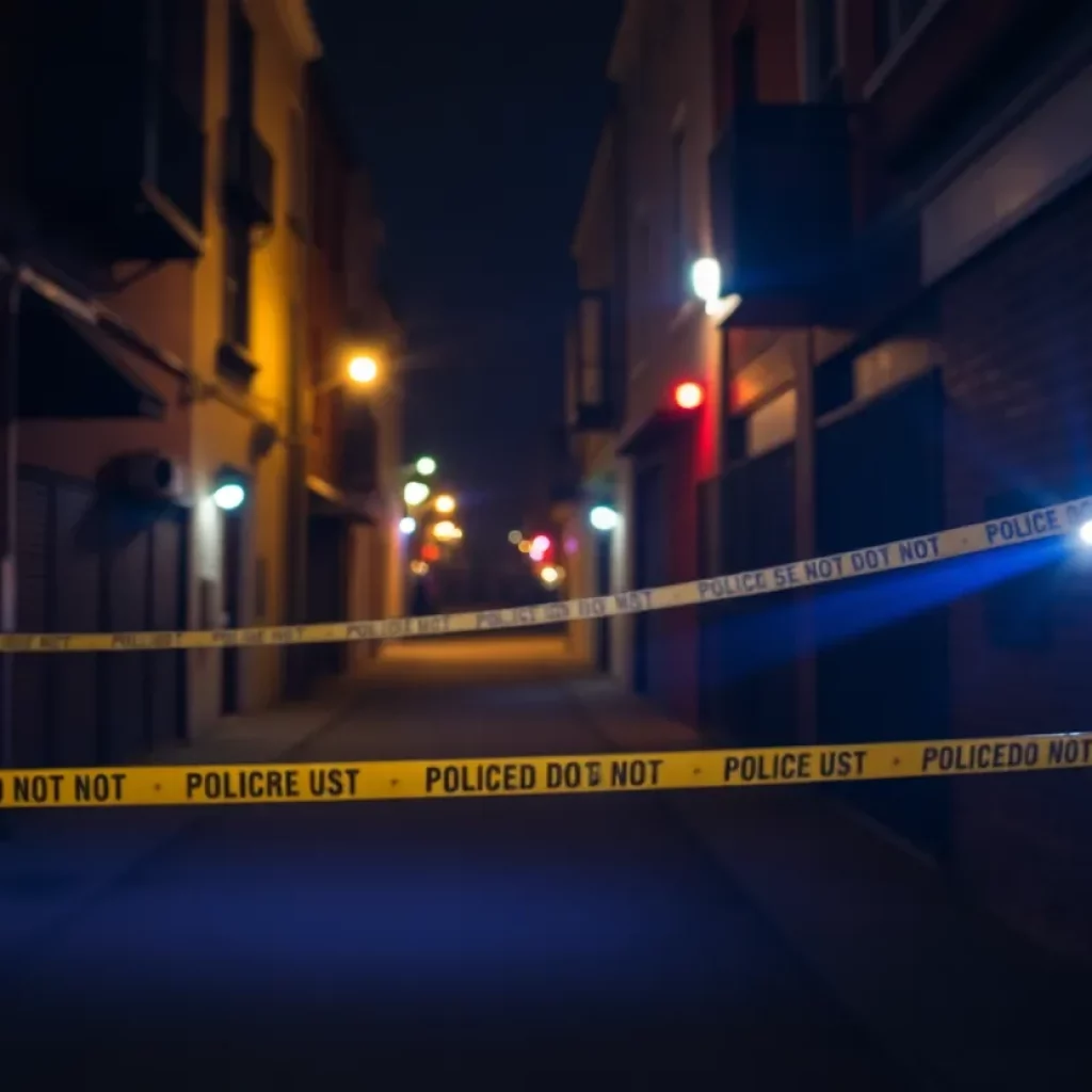 Police investigation at an alley in Knoxville with crime scene tape