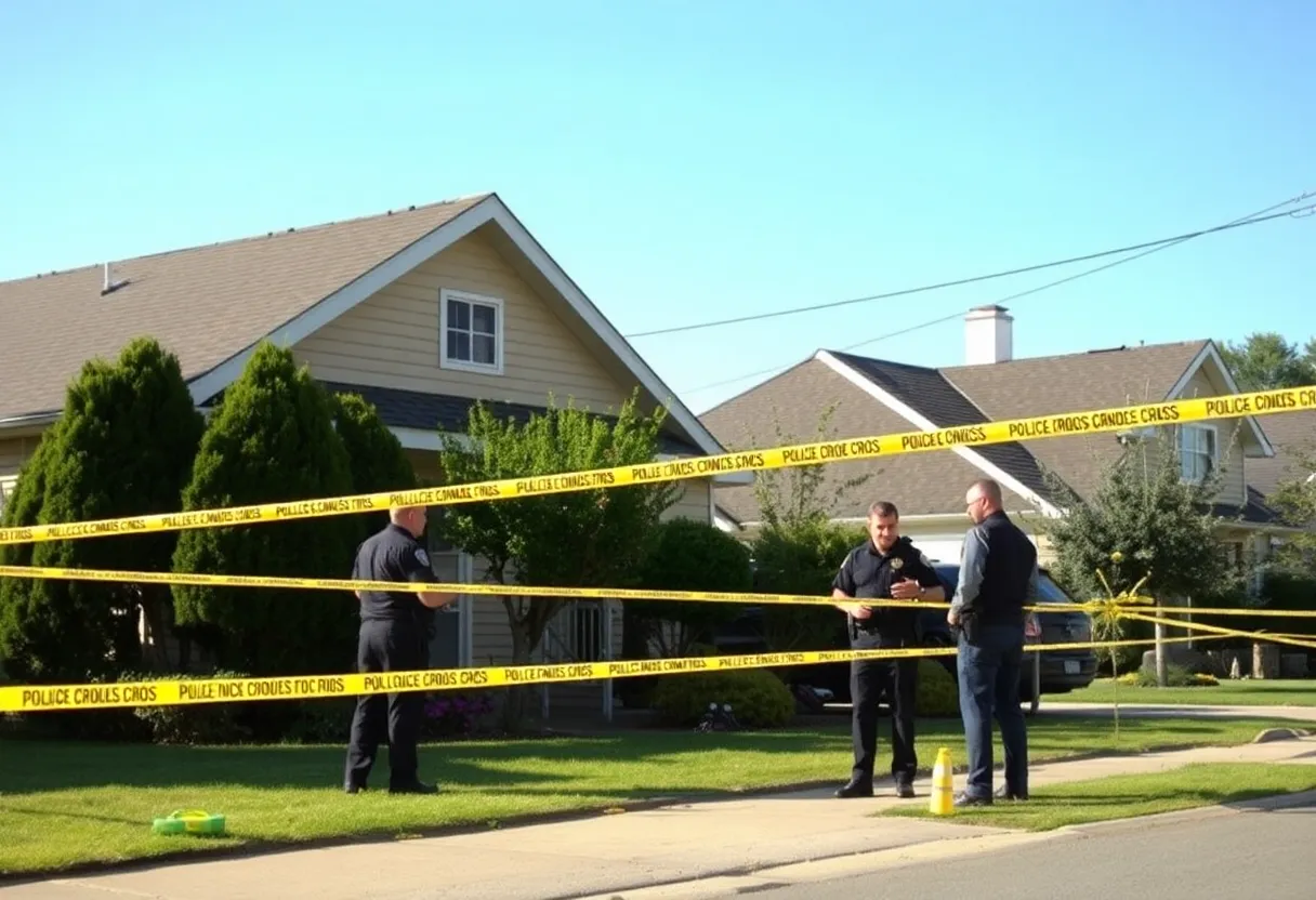 Police officers investigating drug-related crime in a residential area in Knoxville.