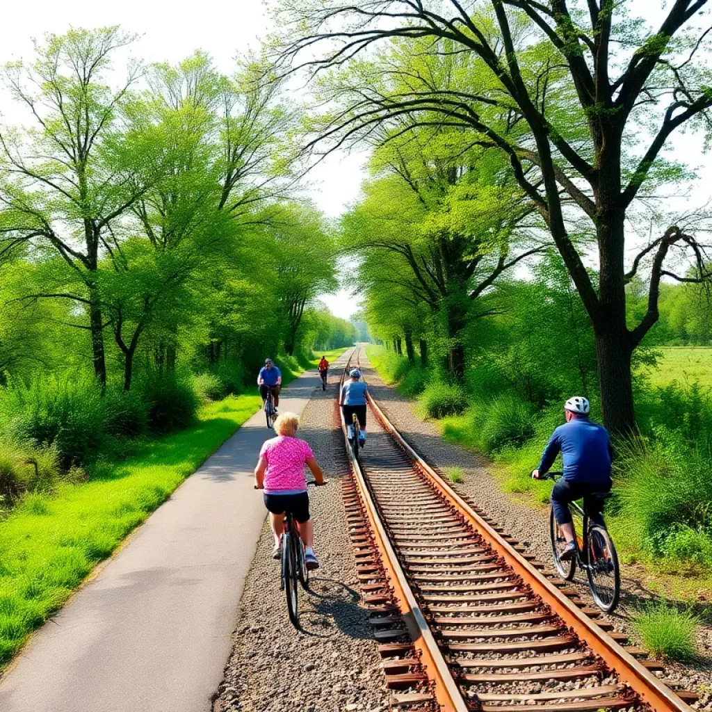 Scenic rail-trail path in Knoxville, Tennessee.