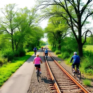 Scenic rail-trail path in Knoxville, Tennessee.