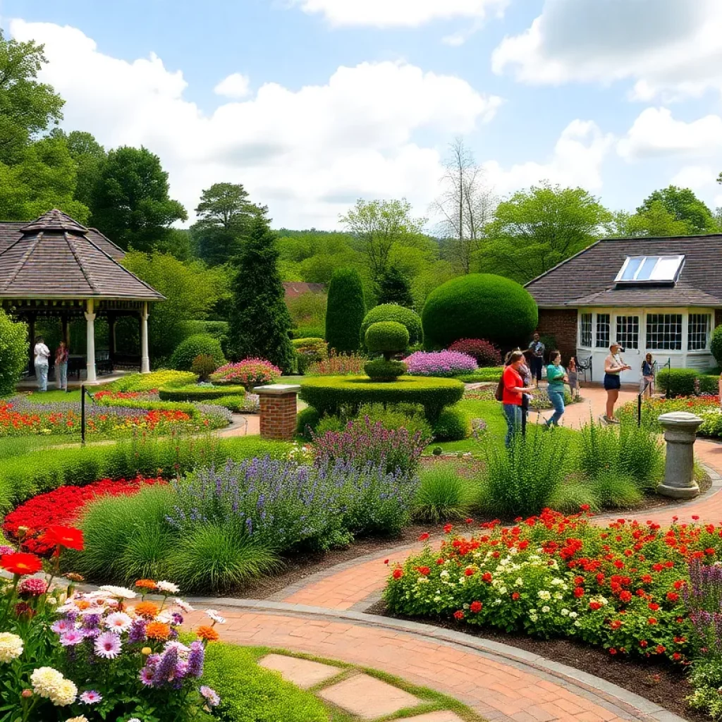 Beautiful spring gardens in Knoxville with colorful flowers.