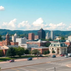 Scenic view showcasing Knoxville, Tennessee with tourists exploring local attractions.