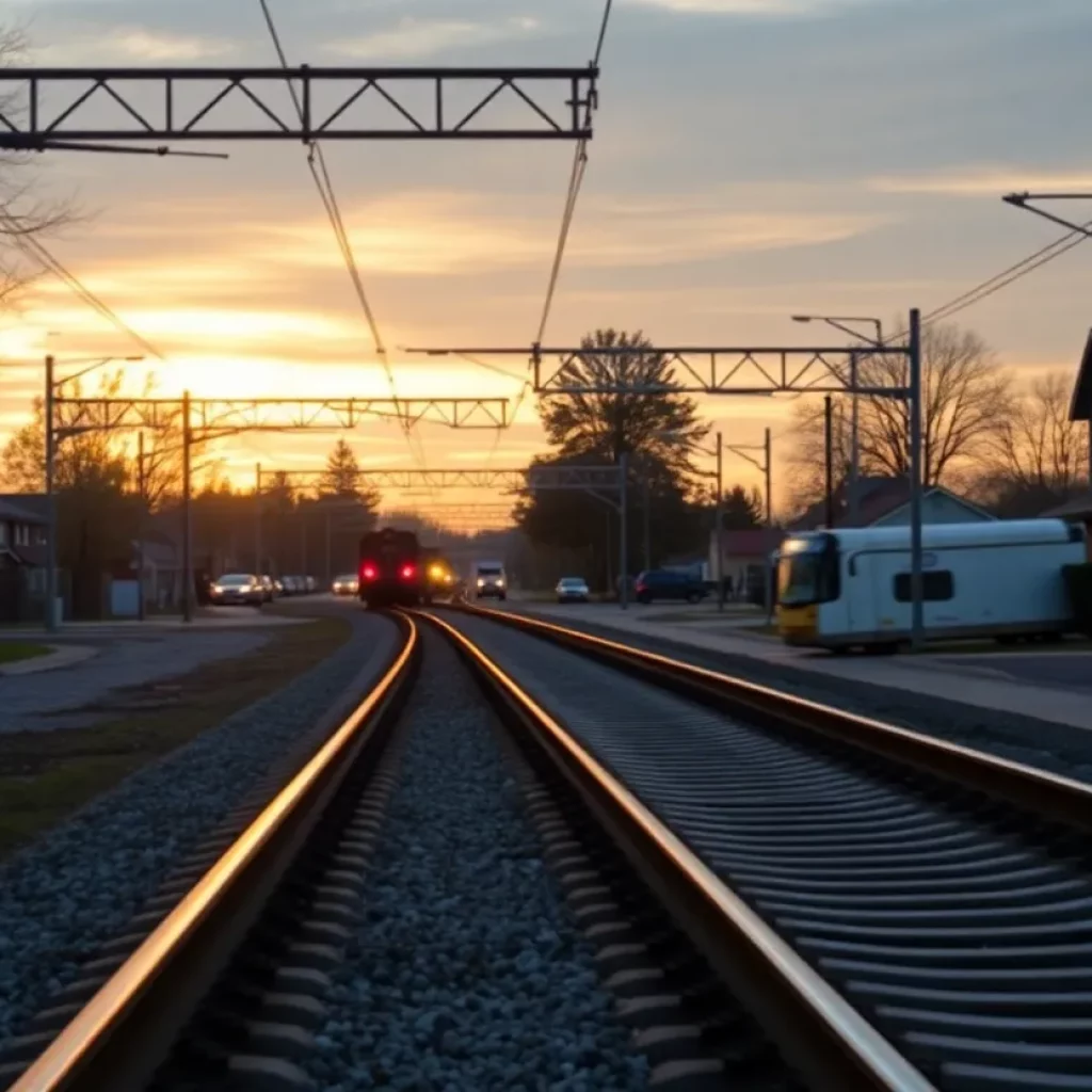 Train tracks in Knoxville at sunset