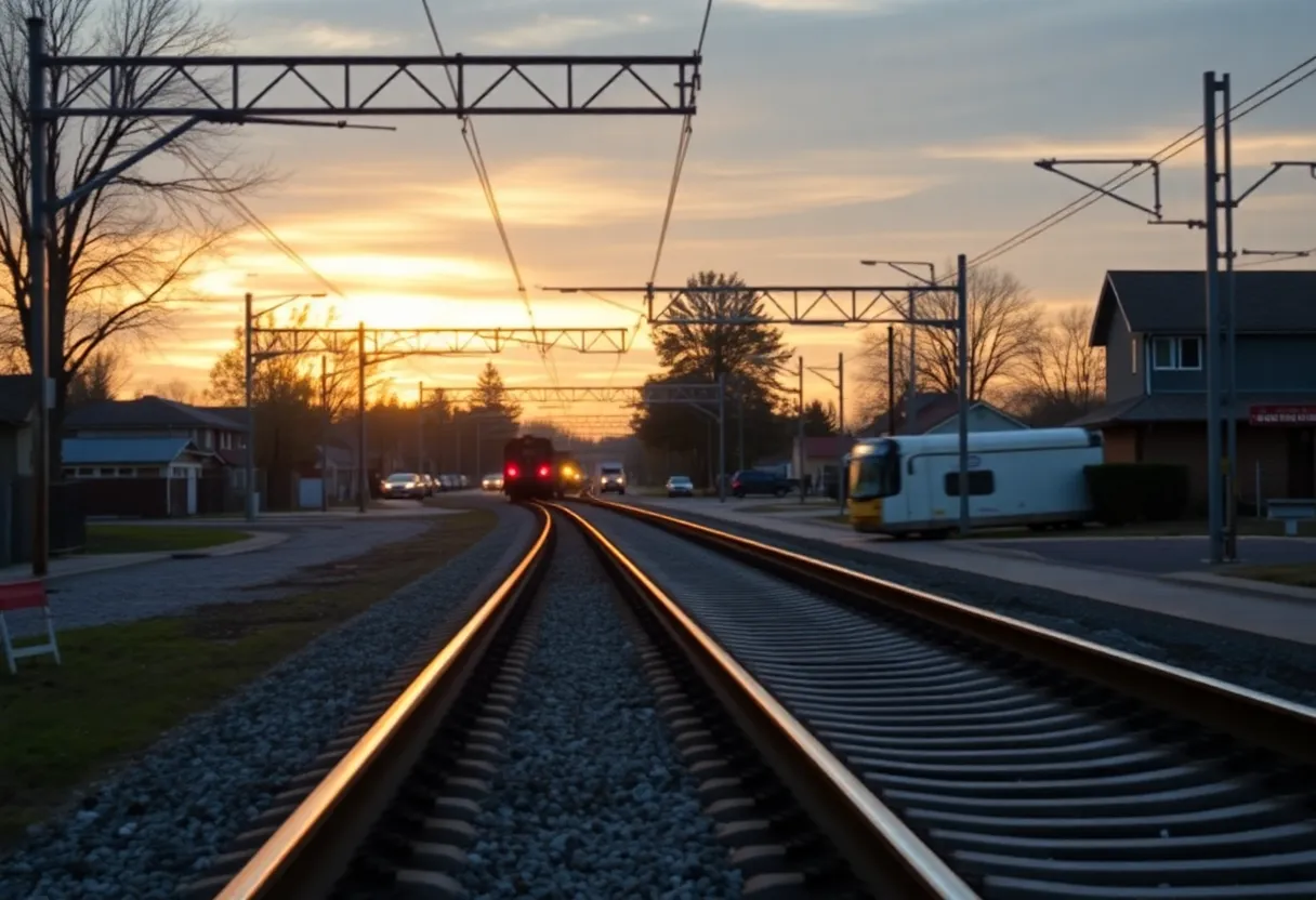 Train tracks in Knoxville at sunset