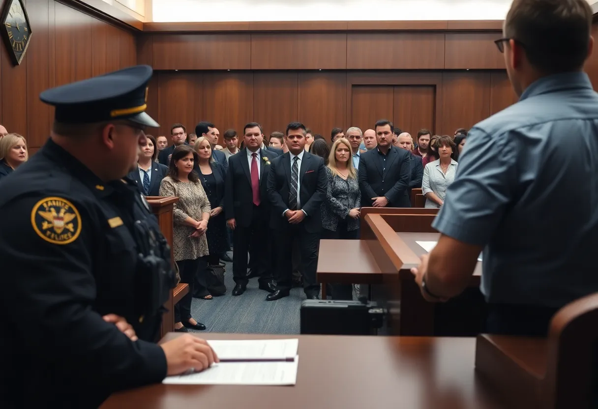 A courtroom filled with spectators during a high-profile case.
