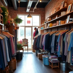 Interior of a boutique in Knoxville filled with clothing and gifts
