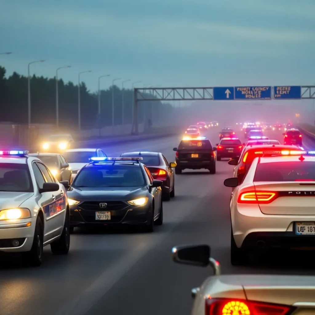 Police chase scene in Knoxville, showcasing law enforcement and fleeing vehicles