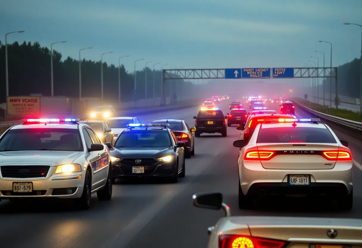 Police chase scene in Knoxville, showcasing law enforcement and fleeing vehicles