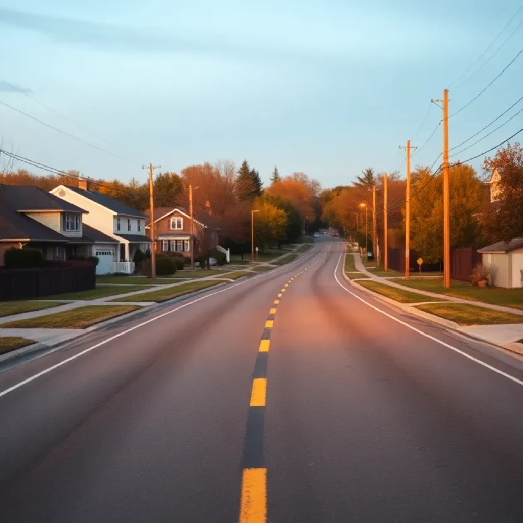Empty road in North Knoxville after a tragic motorcycle accident.