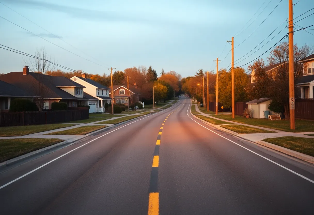 Empty road in North Knoxville after a tragic motorcycle accident.