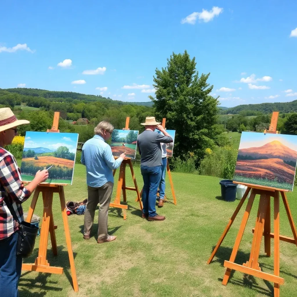 Artists painting in Knoxville's scenic outdoors