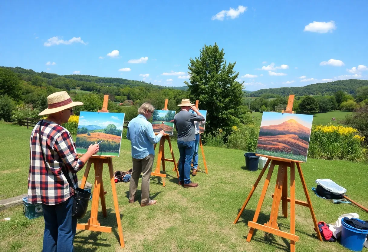 Artists painting in Knoxville's scenic outdoors
